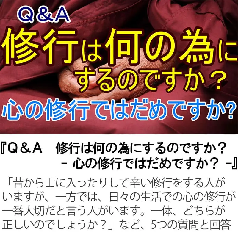 Ｑ＆Ａ修行は何の為にするのですか？心の修行ではだめですか？